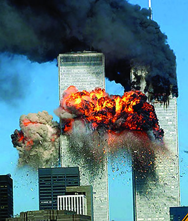 The south tower of the World Trade Center erupts into flames after being hit by American Airlines Flight 77 on Sept. 11, 2001. The attack was the deadliest terrorist event on U.S. soil in history.
Photo courtesy flickr.com