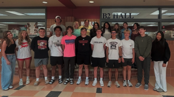 North Star Mass Media students pose for a team photo at the beginning of the year. Thirteen of the students this year are new. Five are returning journalism students. 