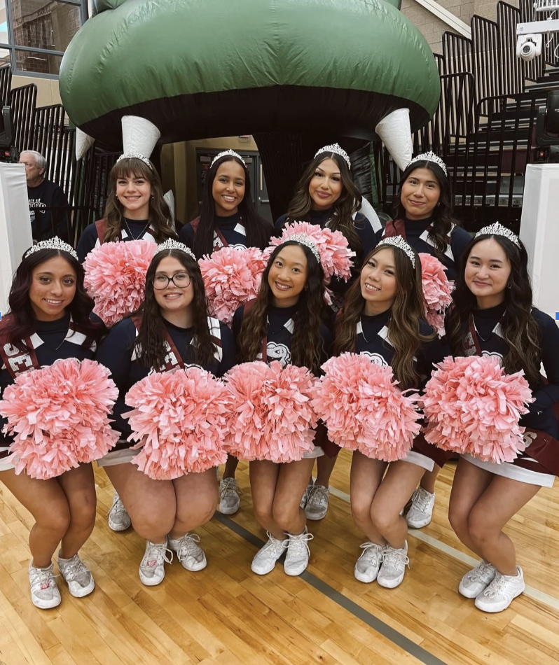 Senior cheerleaders, Evie Bitz, Chiara Ijoma, Yesenia Puentes, Melissa Molina, Nevaeh Gutierrez, Mia Small, Jennifer Nguyen, and Jennifer Dinh.
