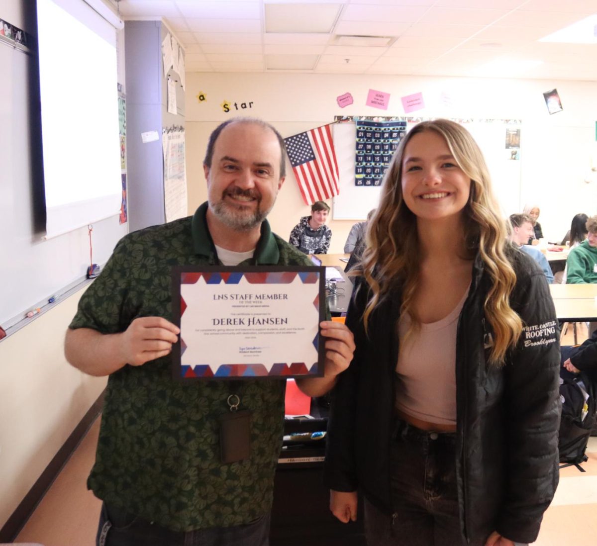 Week of February 16th Winner: Derek Hansen with student, Brooklynn Levander